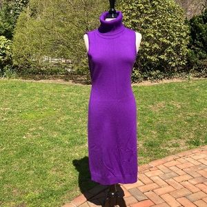 LAUREN RALPH LAUREN PURPLE WOOL MAXI SWEATER DRESS TURTLENECK Med some pilling